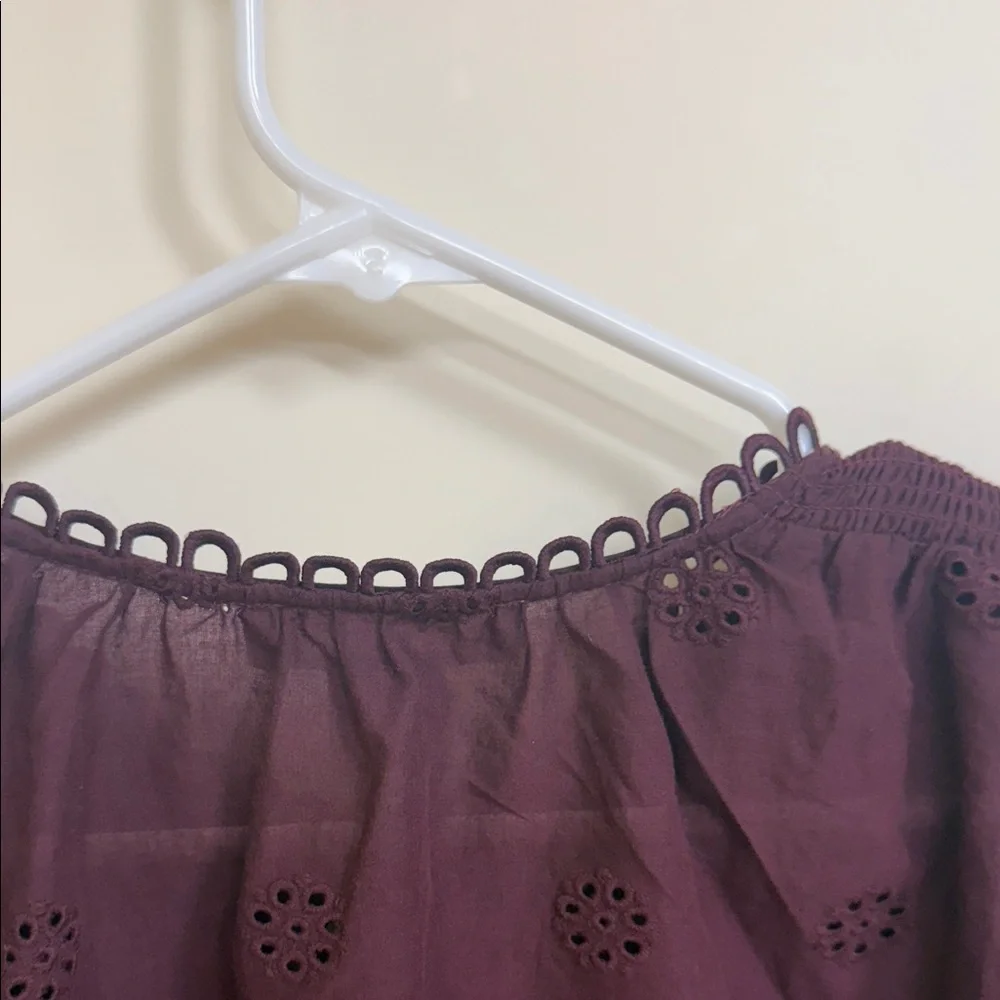 Caroline Constas Burgundy Eyelet Blouse - Picture 10 of 15